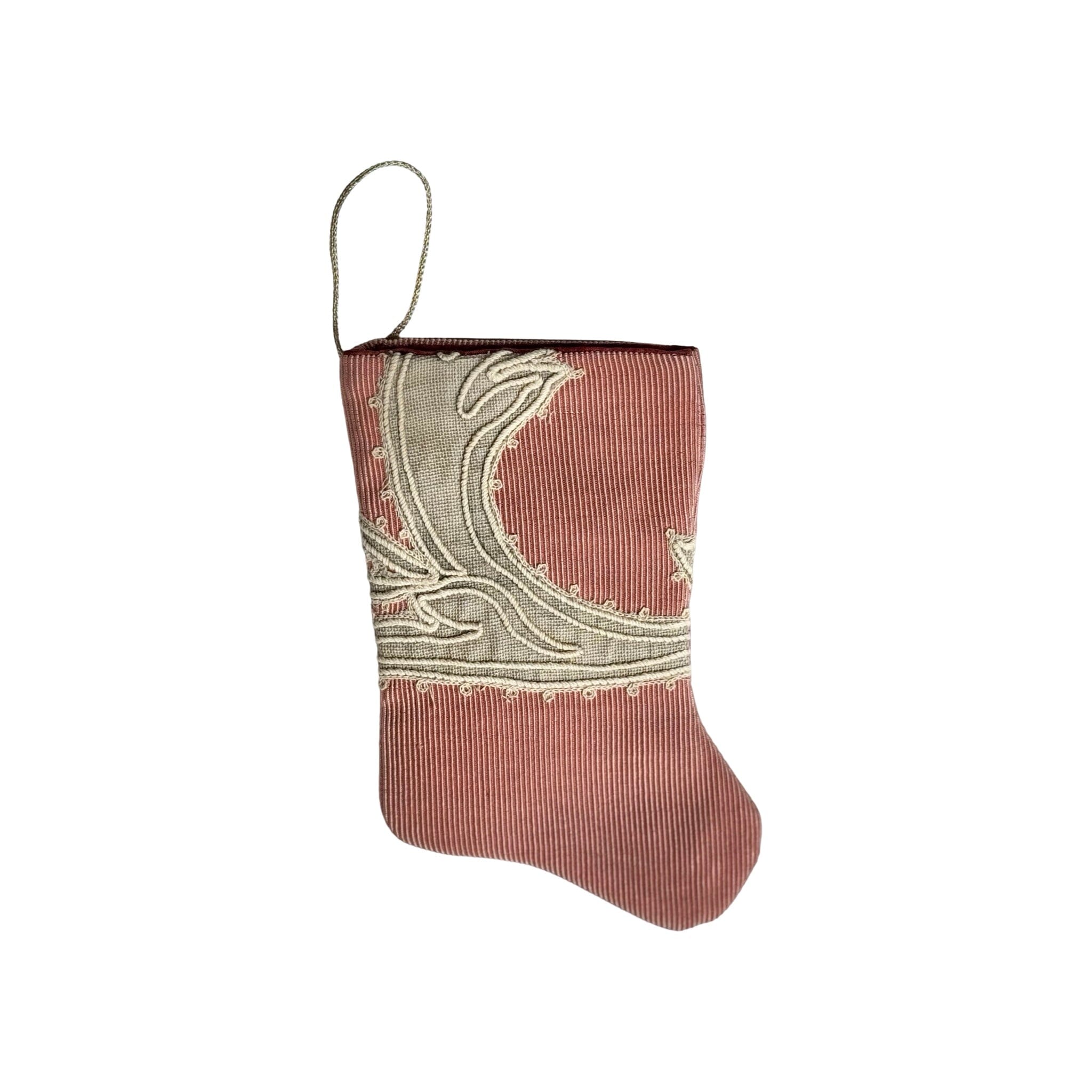 Handmade Mini Stocking from Antique and Vintage Textiles - Ornament B. Viz Design L 