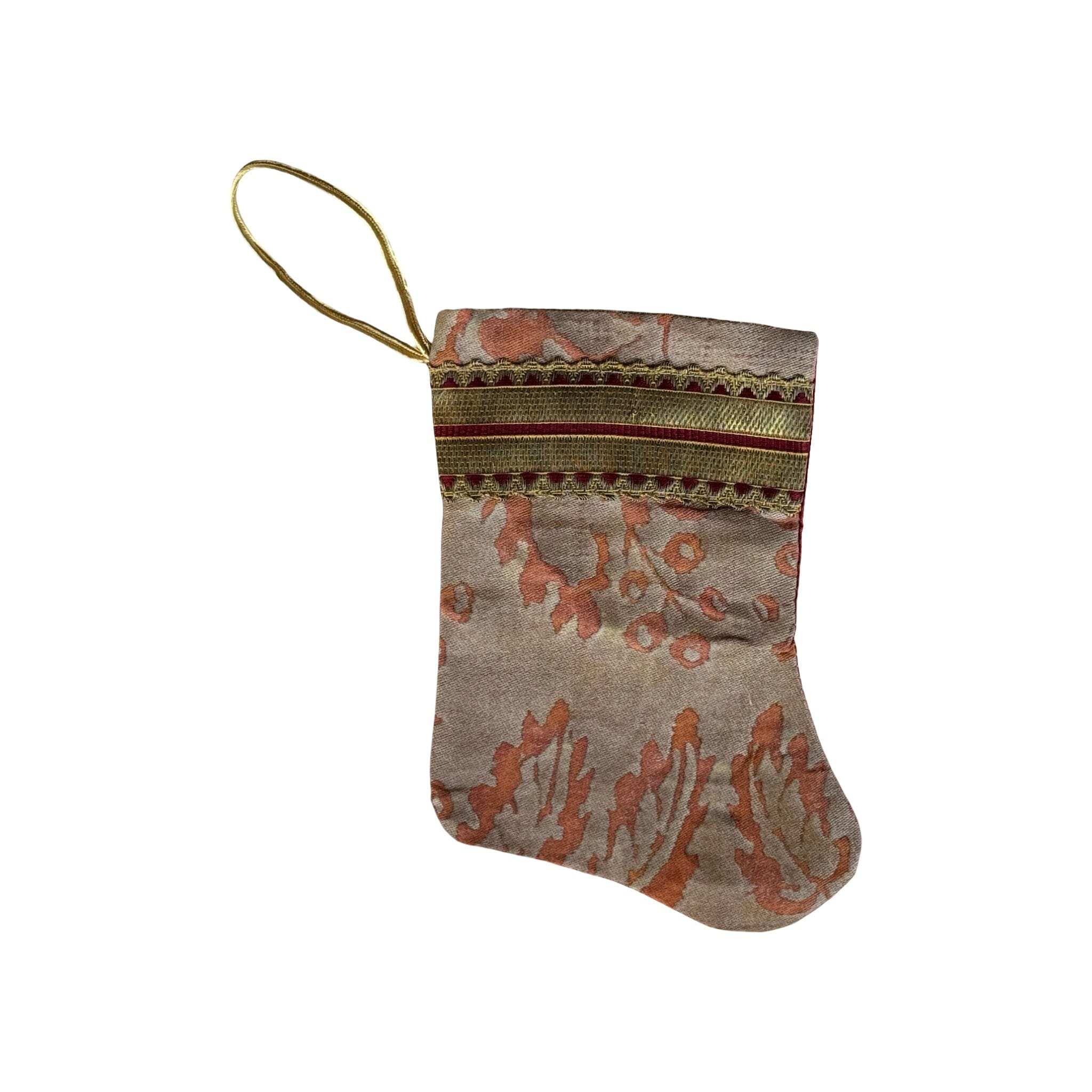 Handmade Mini Stocking from Antique and Vintage Textiles - Ornament B. Viz Design L 