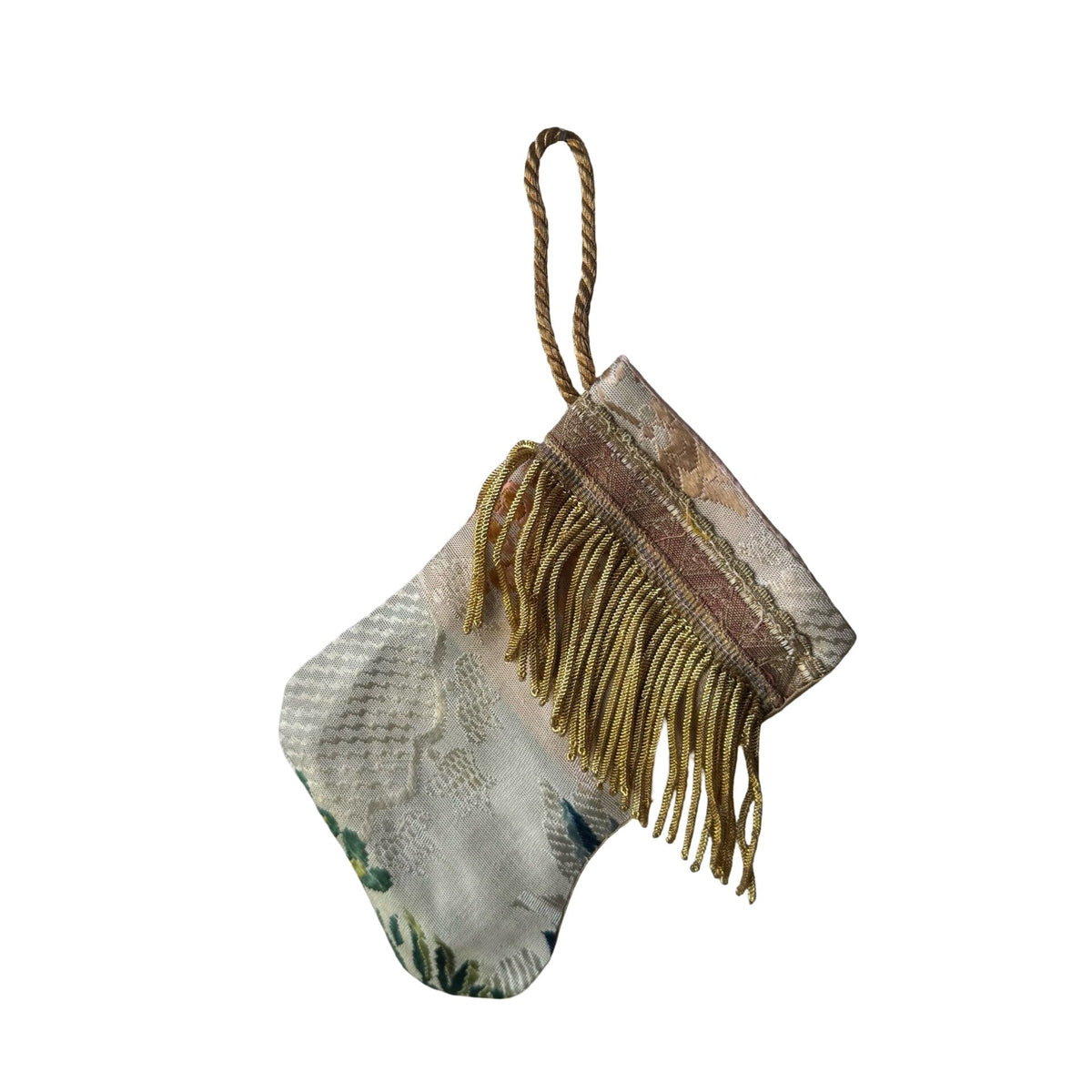 Handmade Mini Stocking from Antique and Vintage Textiles Ornament B. Viz Design MM 