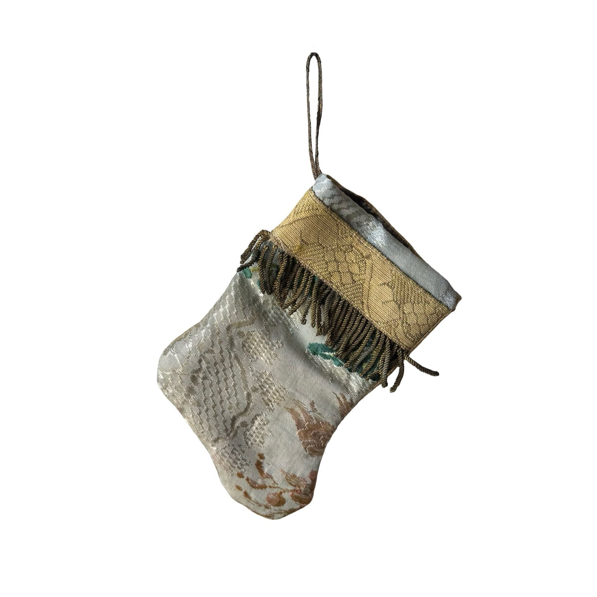 Handmade Mini Stocking from Antique and Vintage Textiles Ornament B. Viz Design PP 