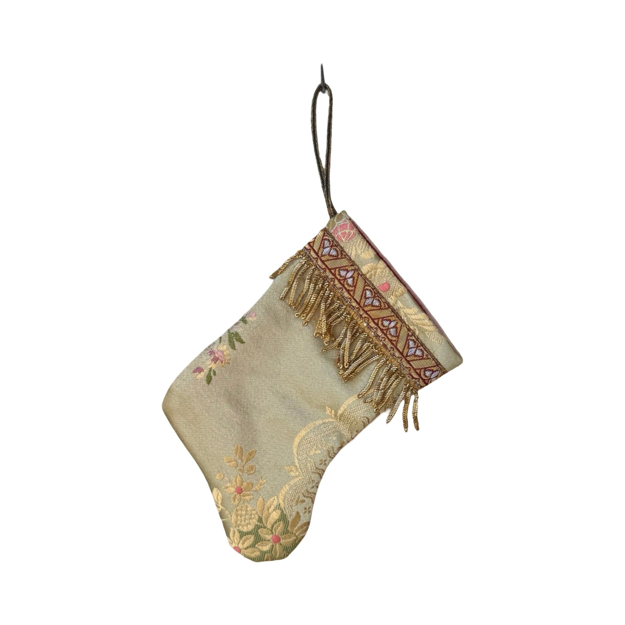 Handmade Mini Stocking from Antique and Vintage Textiles - Ornament B. Viz Design QQ 