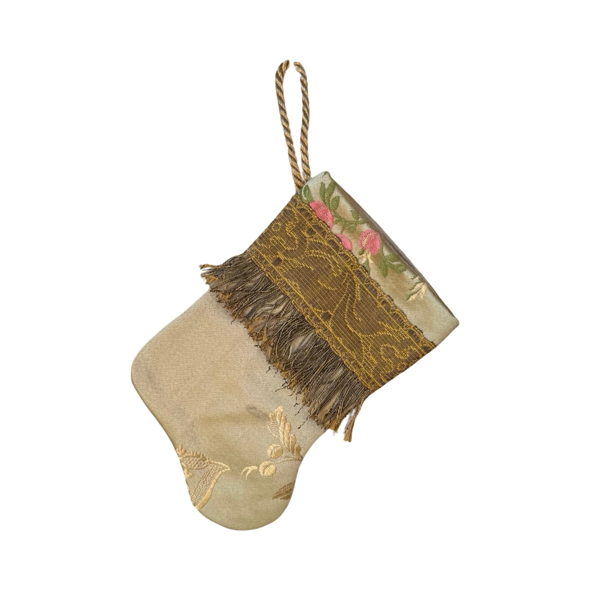 Handmade Mini Stocking from Antique and Vintage Textiles - Ornament B. Viz Design RR 