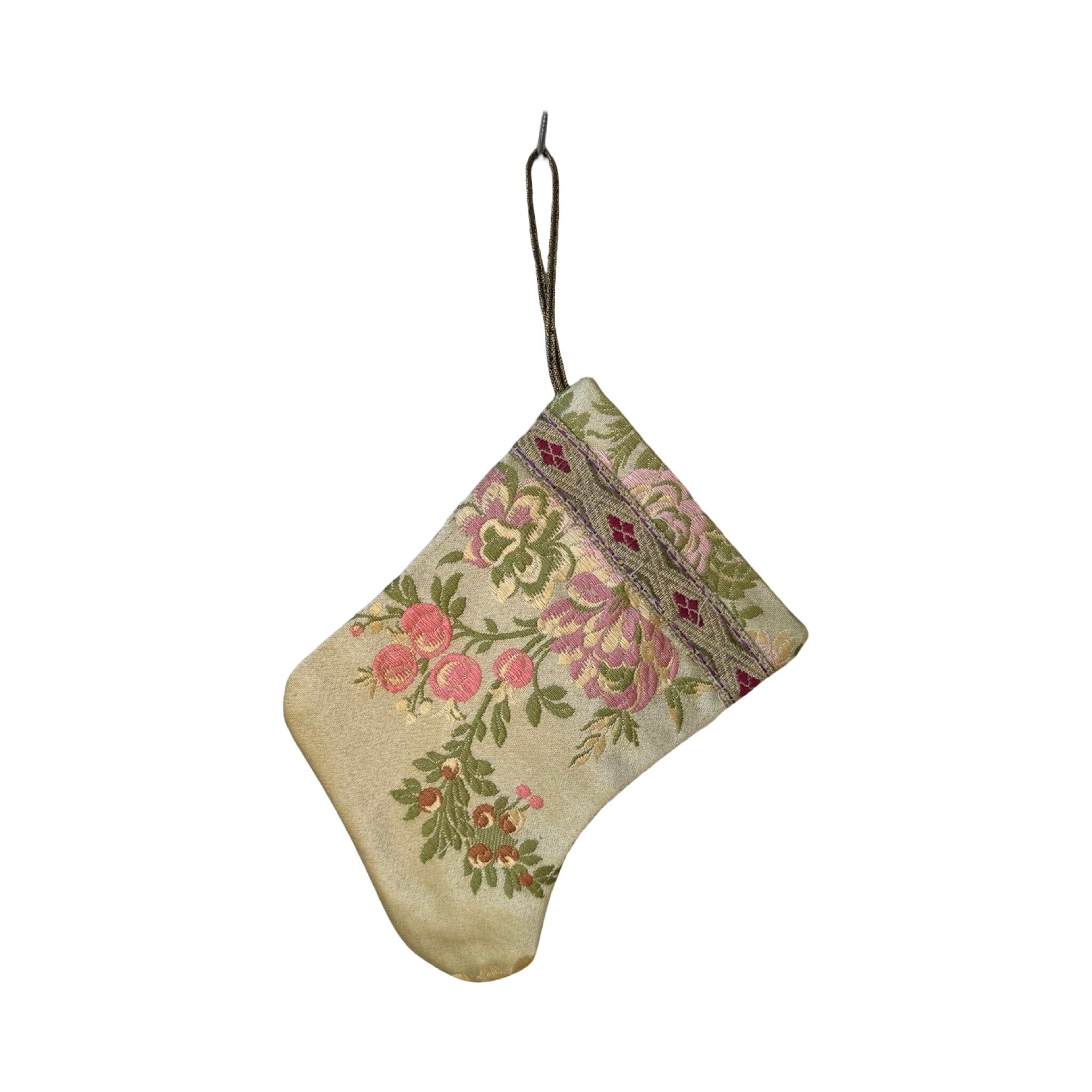 Handmade Mini Stocking from Antique and Vintage Textiles - Ornament B. Viz Design TT 