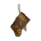 Handmade Mini Stocking from Antique Textiles - Burgundy and Gold Ornament B. Viz Design G 