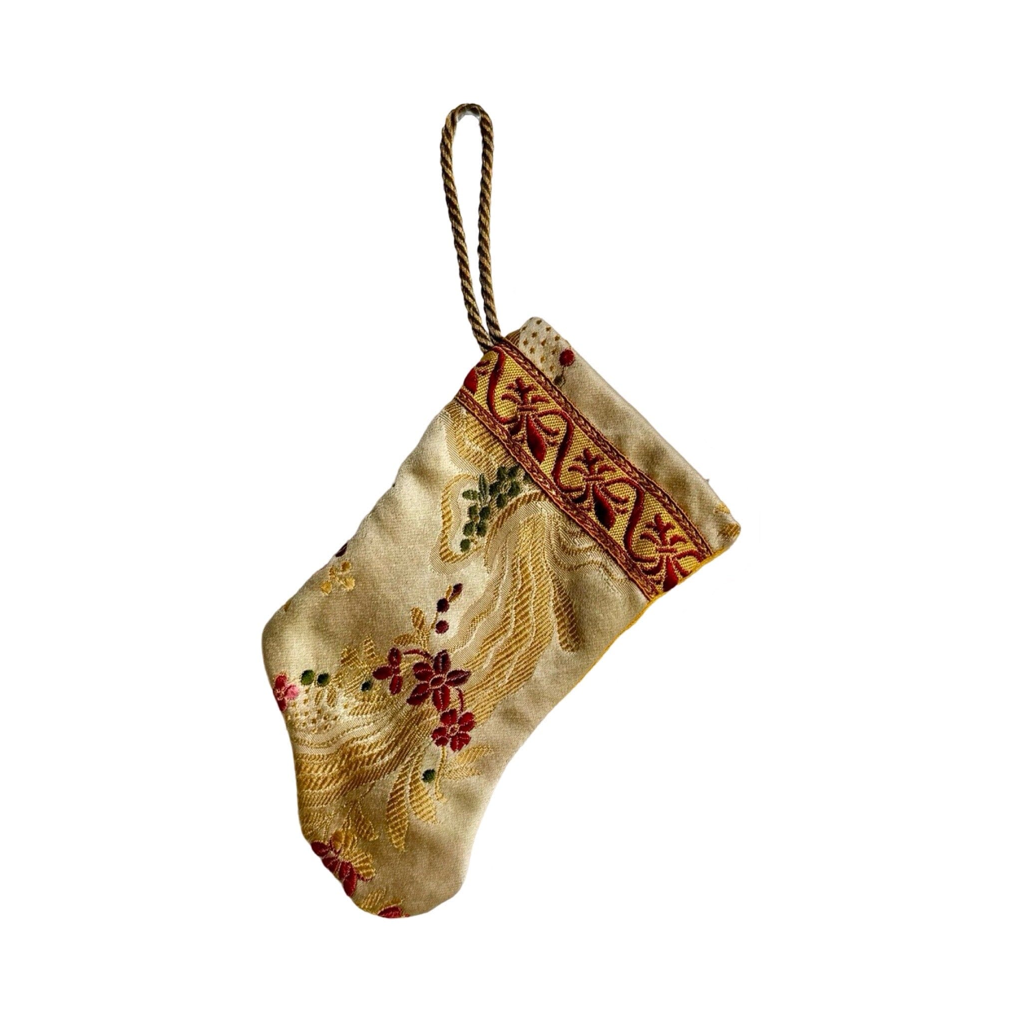 Handmade Mini Stocking from Antique Textiles - Floral Ornament B. Viz Design D 