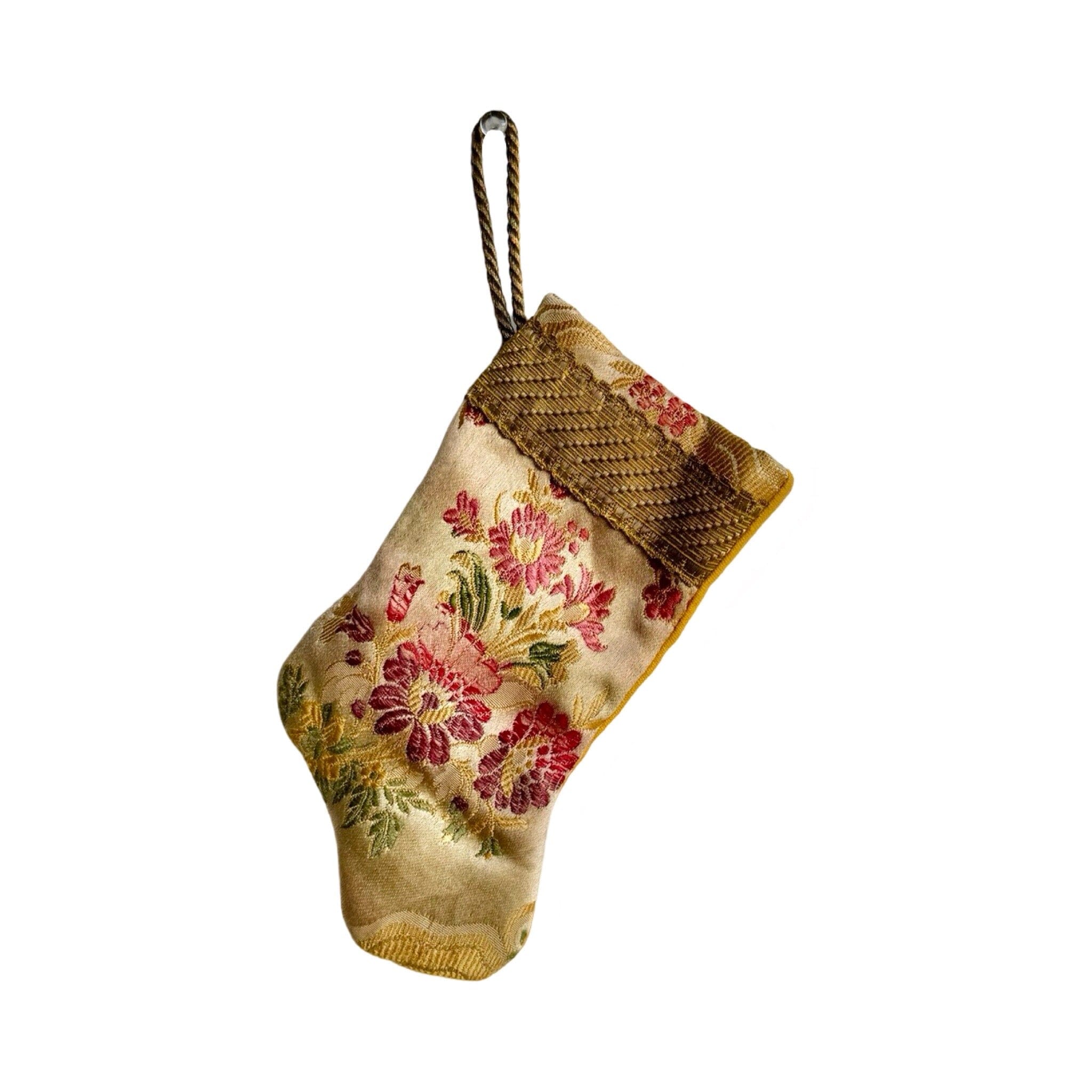 Handmade Mini Stocking from Antique Textiles - Floral Ornament B. Viz Design F 