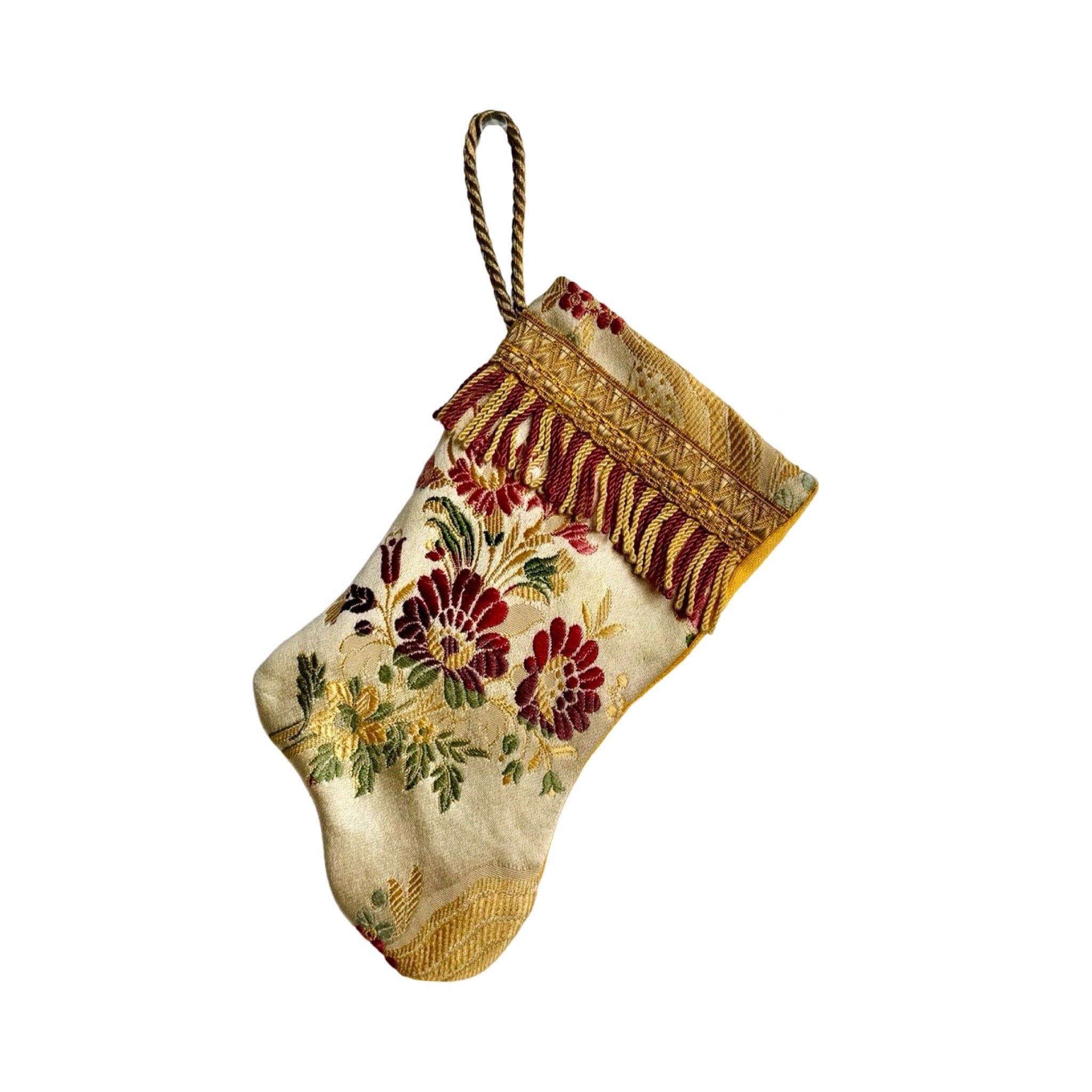 Handmade Mini Stocking from Antique Textiles - Floral Ornament B. Viz Design I 