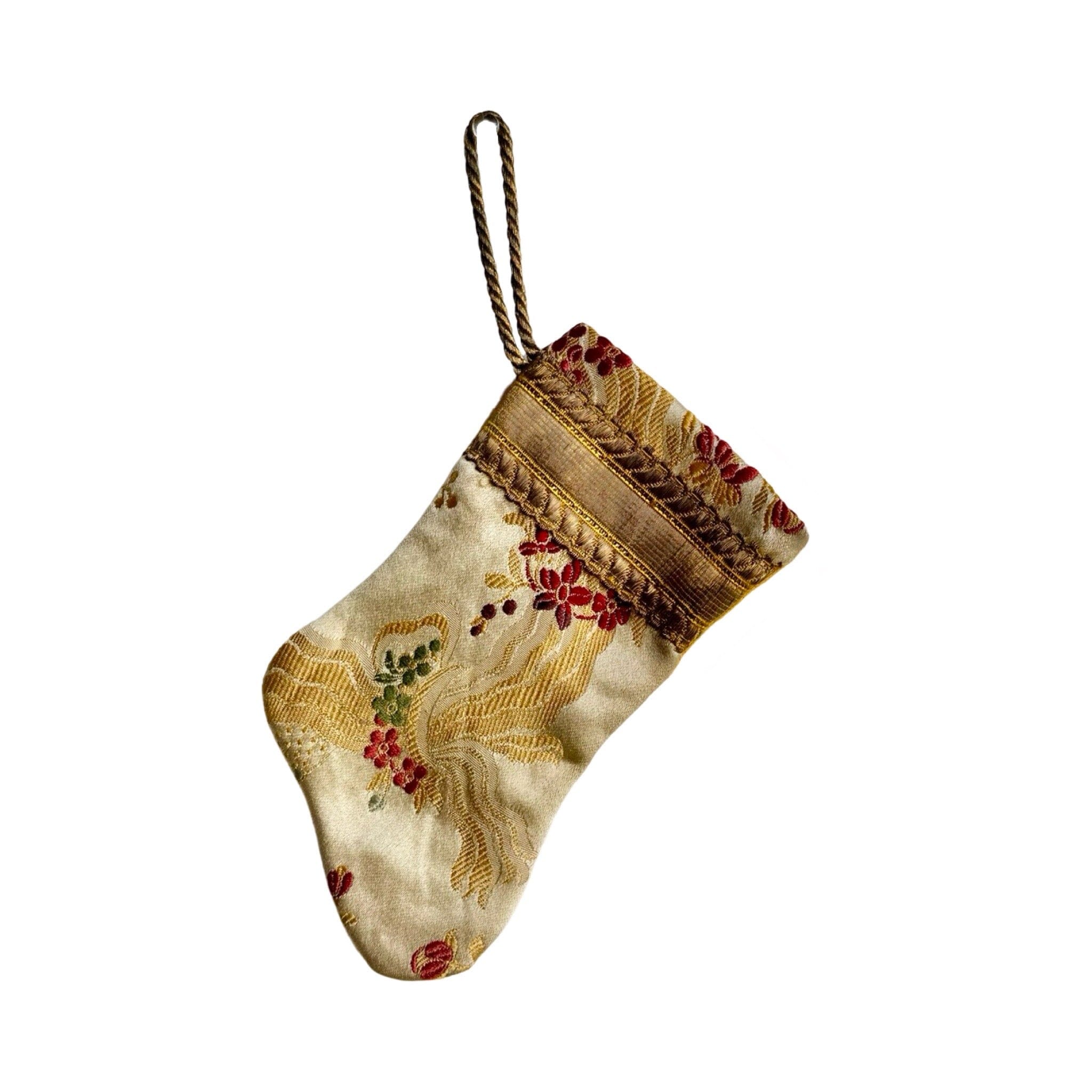 Handmade Mini Stocking from Antique Textiles - Floral Ornament B. Viz Design K 