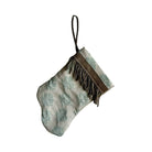 Handmade Mini Stocking from Antique Textiles - Paled Turquoise and White Fortuny Ornament B. Viz Design A 