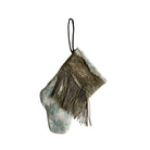 Handmade Mini Stocking from Antique Textiles - Paled Turquoise and White Fortuny Ornament B. Viz Design B 