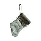 Handmade Mini Stocking from Antique Textiles - Paled Turquoise and White Fortuny Ornament B. Viz Design D 