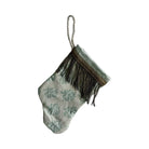 Handmade Mini Stocking from Antique Textiles - Paled Turquoise and White Fortuny Ornament B. Viz Design E 