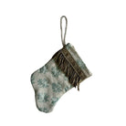 Handmade Mini Stocking from Antique Textiles - Paled Turquoise and White Fortuny Ornament B. Viz Design F 