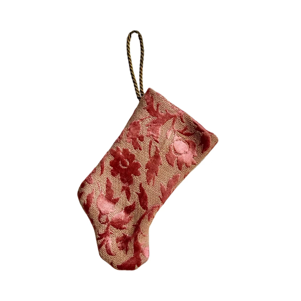 Handmade Mini Stocking from Antique Textiles - Pink Ornament B. Viz Design A 