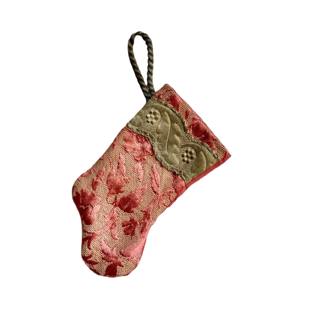 Handmade Mini Stocking from Antique Textiles - Pink Ornament B. Viz Design C 