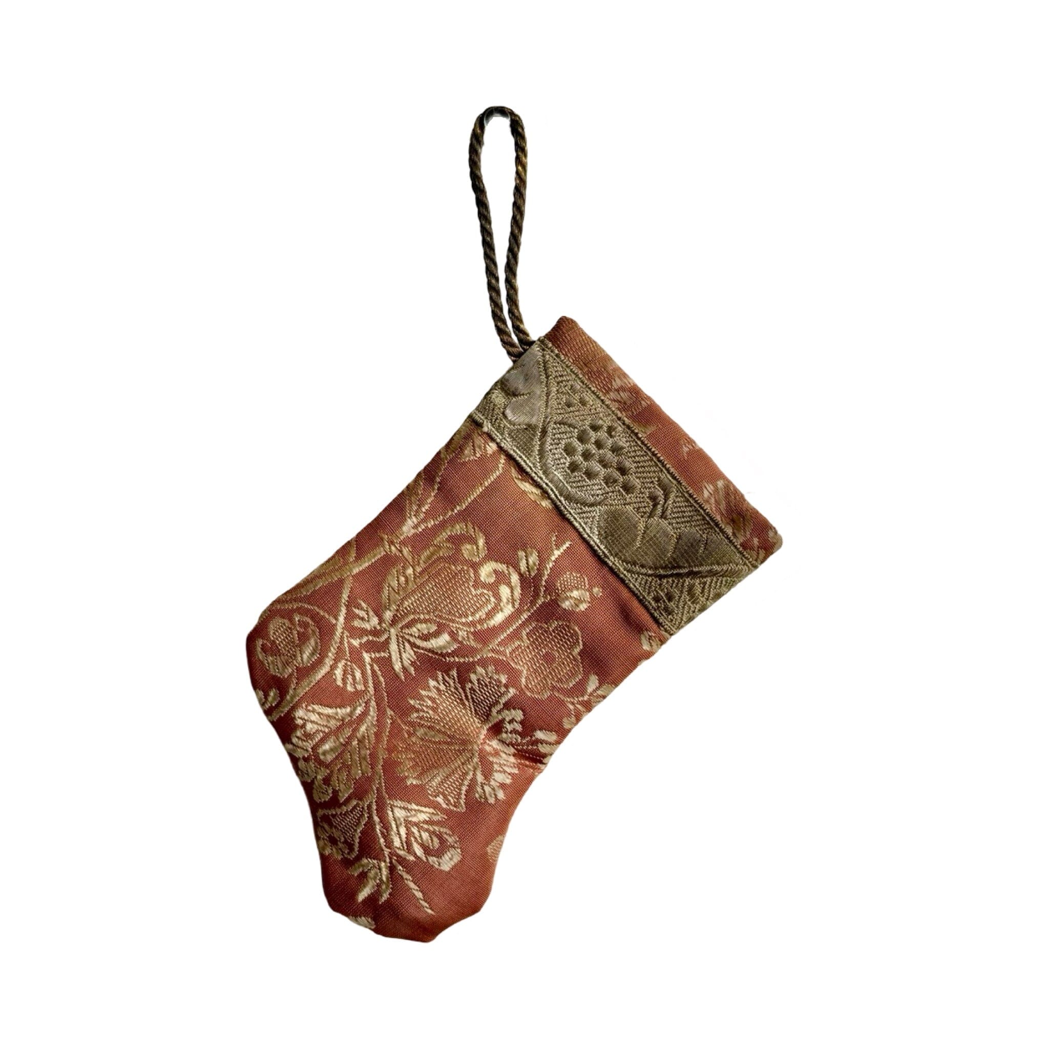 Handmade Mini Stocking from Antique Textiles - Rosie Mauve Ornament B. Viz Design H 