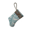 Handmade Mini Stocking from Fortuny Fabric, Aqua Blue and Warm White Ornament B. Viz Design D 