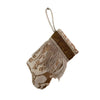 Handmade Mini Stocking made from Fortuny Fabric - Silvery Gold and Warm White Ornament B. Viz Design A 