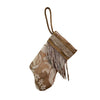 Handmade Mini Stocking made from Fortuny Fabric - Silvery Gold and Warm White Ornament B. Viz Design D 