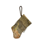 Handmade Mini Stocking Made From Vintage Fabric and Trims- Bronze Silver Metallic Ornament B. Viz Design E 