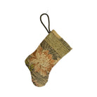 Handmade Mini Stocking Made From Vintage Fabric and Trims- Bronze Silver Metallic Ornament B. Viz Design G 