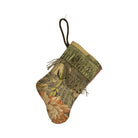 Handmade Mini Stocking Made From Vintage Fabric and Trims- Bronze Silver Metallic Ornament B. Viz Design L 