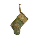 Handmade Mini Stocking Made From Vintage Fabric and Trims- Green Floral Ornament B. Viz Design M 