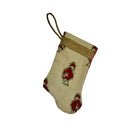 Handmade Mini Stocking Made From Vintage Fabric - Red Block Print Ornament B. Viz Design D 