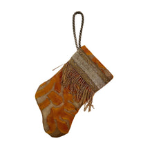 Handmade Mini Stocking made from Vintage Fortuny Fabric - Burnt Orange and Gold