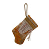 Handmade Mini Stocking made from Vintage Fortuny Fabric - Burnt Orange and Gold Ornament B. Viz Design A 