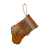 Handmade Mini Stocking made from Vintage Fortuny Fabric - Burnt Orange and Gold Ornament B. Viz Design F 