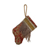 Handmade Mini Stocking made from Vintage Fortuny Fabric - Coppery Red and Silvery Gold Ornament B. Viz Design B 