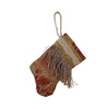 Handmade Mini Stocking made from Vintage Fortuny Fabric - Coppery Red and Silvery Gold Ornament B. Viz Design C 