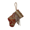Handmade Mini Stocking made from Vintage Fortuny Fabric - Coppery Red and Silvery Gold Ornament B. Viz Design G 
