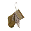 Handmade Mini Stocking made from Vintage Fortuny Fabric - Dark Olive Green and Gold Ornament B. Viz Design 