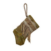 Handmade Mini Stocking made from Vintage Fortuny Fabric - Dark Olive Green and Gold Ornament B. Viz Design A 