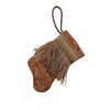 Handmade Mini Stocking made from Vintage Fortuny Fabric - Ginger / Persimmon and Silver Ornament B. Viz Design A 