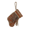 Handmade Mini Stocking made from Vintage Fortuny Fabric - Ginger / Persimmon and Silver Ornament B. Viz Design C 