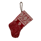 Handmade Mini Stocking Ornament from Antique & Vintage Textiles | Red Paisley Ornament B. Viz Design 