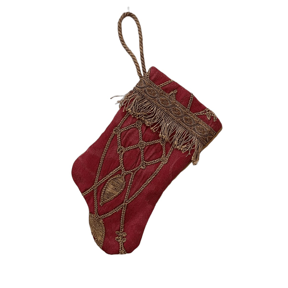 Handmade Mini Stocking Ornament from Antique & Vintage Textiles, Trims Ornament B. Viz Design B 