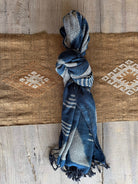 Handwoven Indigo and Ebony Cotton Scarf from Thailand Scarf Baanpueng Handmade Shop C 