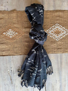 Handwoven Indigo and Ebony Cotton Scarf from Thailand Scarf Baanpueng Handmade Shop E 