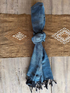 Handwoven Indigo and Ebony Cotton Scarf from Thailand Scarf Baanpueng Handmade Shop F 
