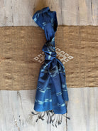 Handwoven Indigo and Ebony Silk Scarf from Thailand Scarf Baanpueng Handmade Shop C 
