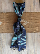 Handwoven Indigo and Ebony Silk Scarf from Thailand Scarf Baanpueng Handmade Shop H 