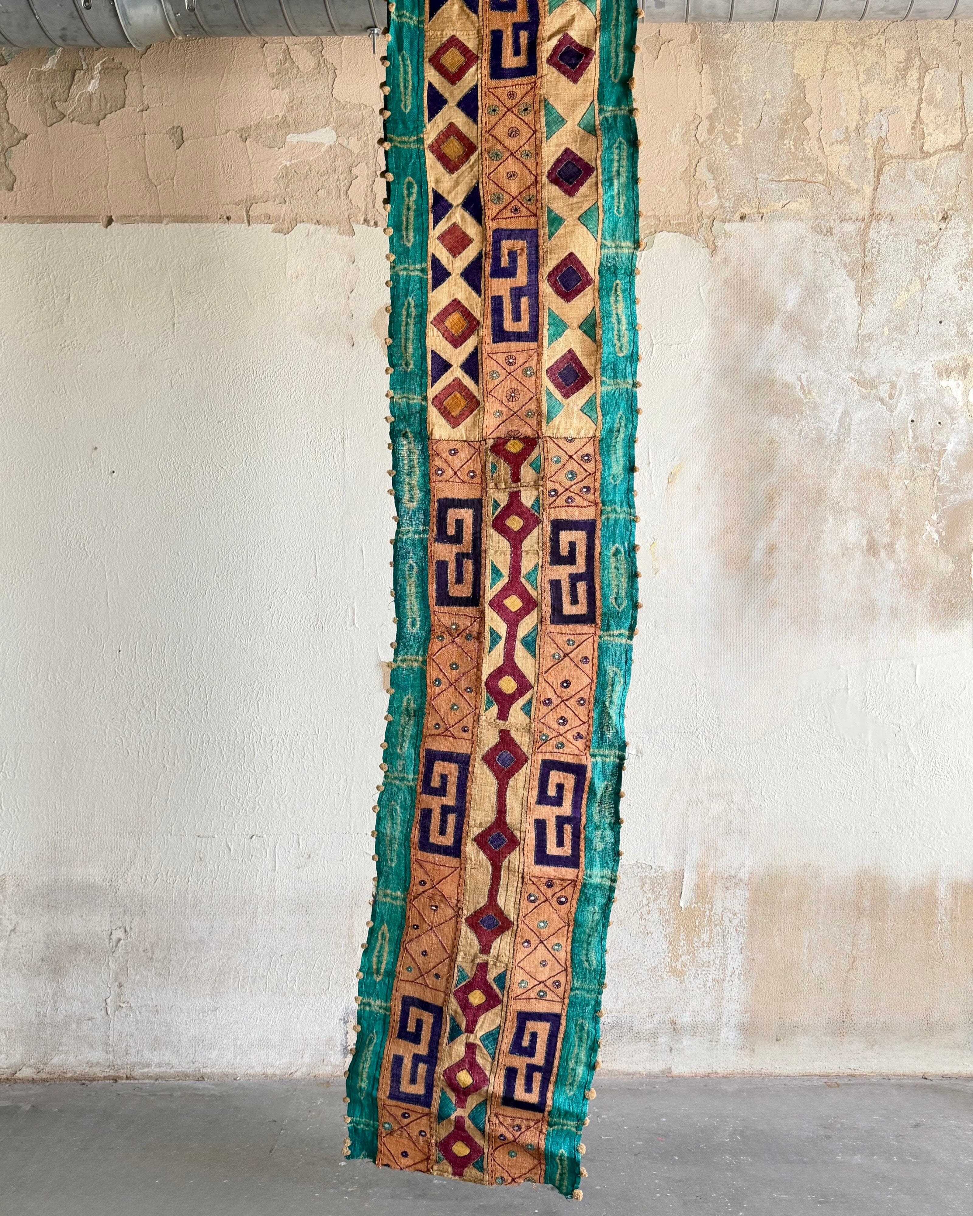 Handwoven Vintage Kuba Cloth (#KU8726 | 24 x 138") Vintage Textile Jean Constantin 