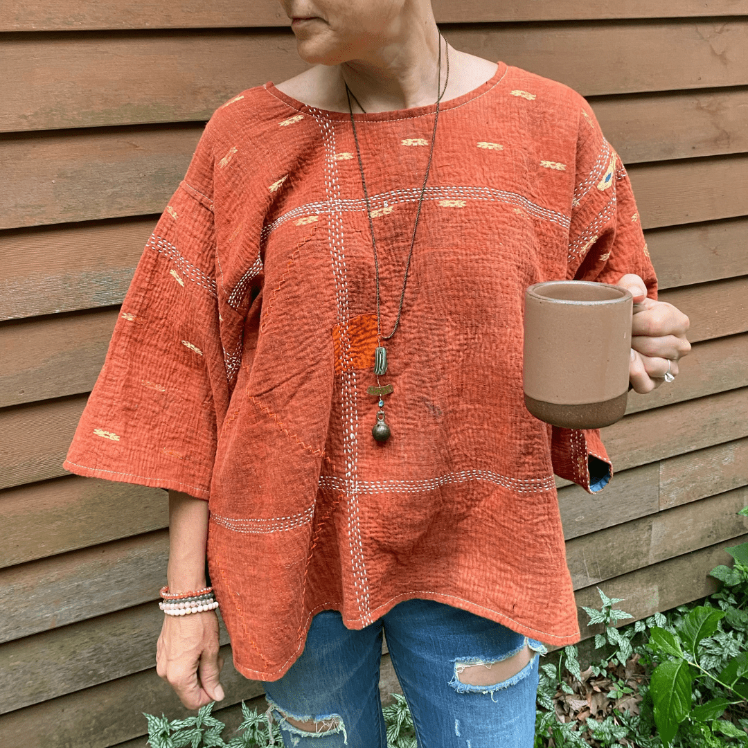 Kantha Shirt | Made From Recycled Cotton Kanthas One Size Seeds 
