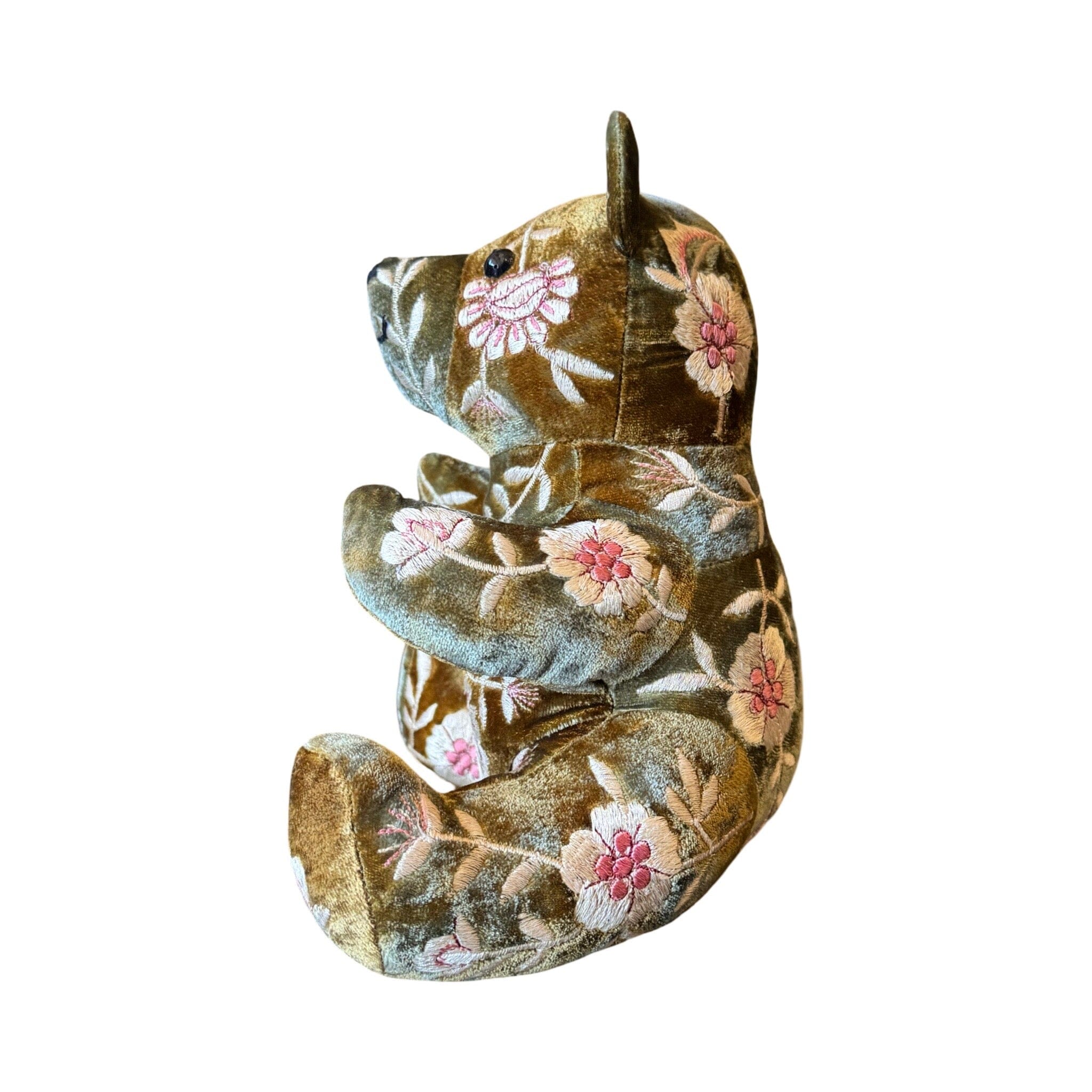 KENSINGTON Hand Embroidered Silk Velvet Big Bear Objet d'Art Anke Drechsel Shaded Lake 