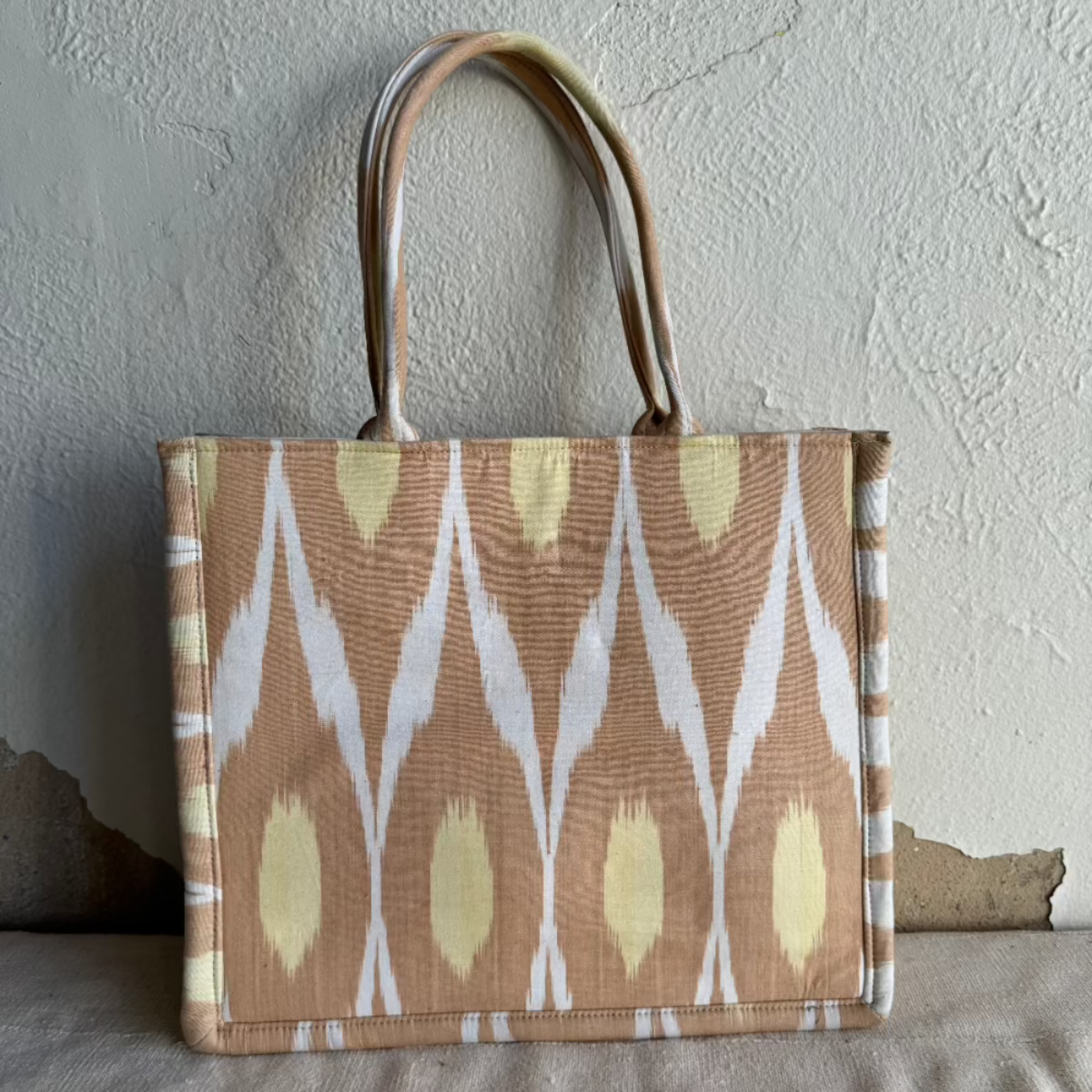 Large Square Silk Ikat Tote from Uzbekistan Tote Fergana Aziz 