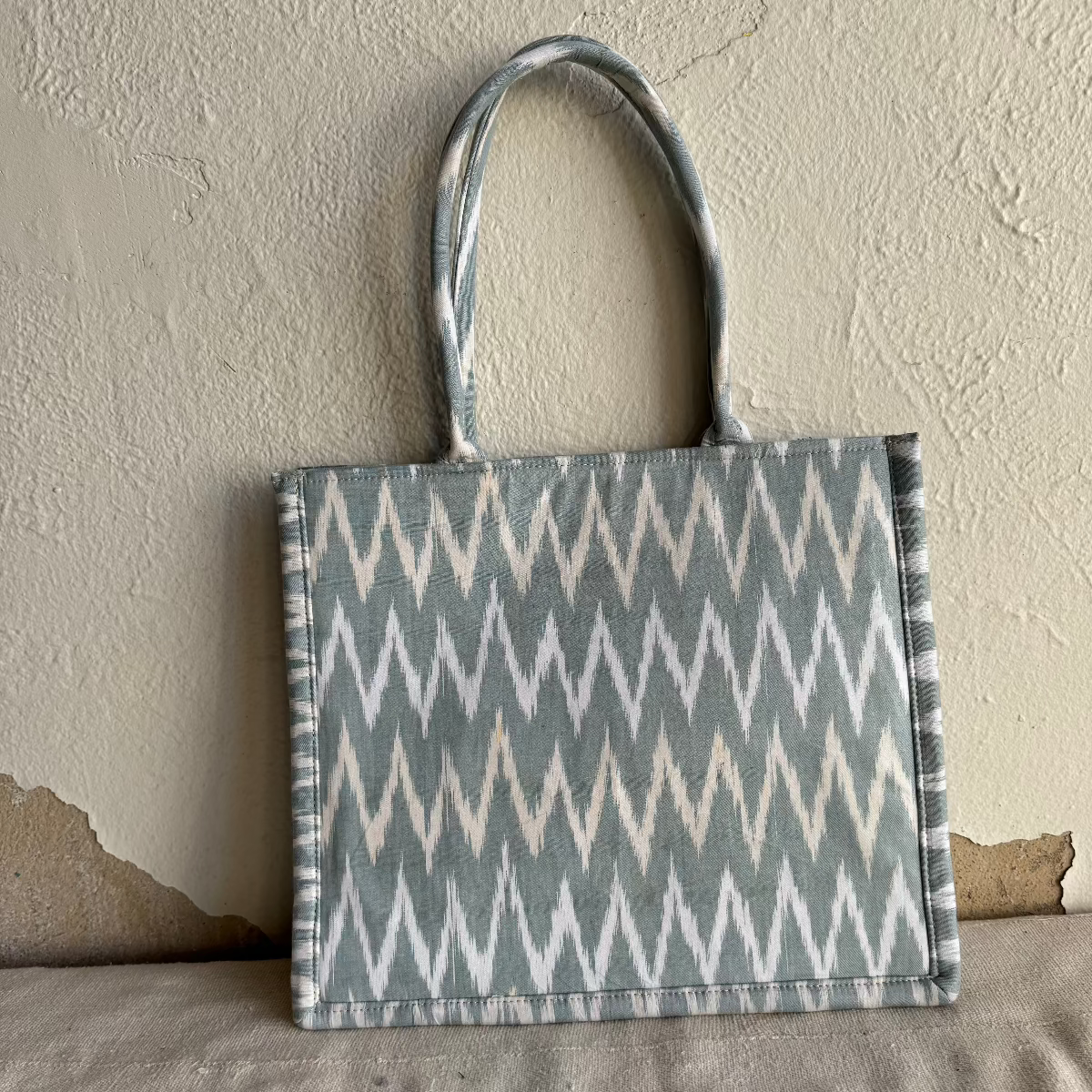Large Square Silk Ikat Tote from Uzbekistan Tote Fergana Aziz 